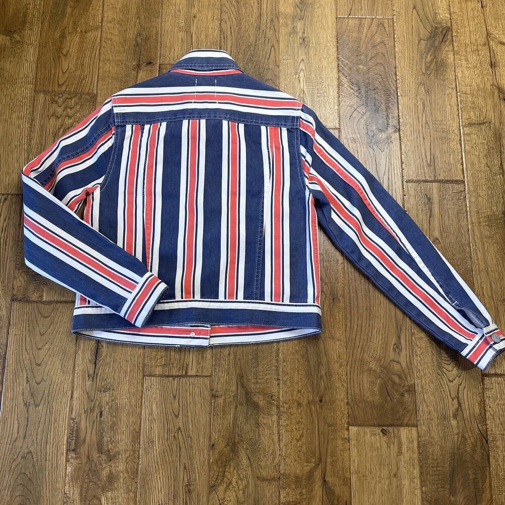 BDG Urban Outfitters Striped Denim Jacket Red White Blue Patriotic Size Small - Picture 6 of 6